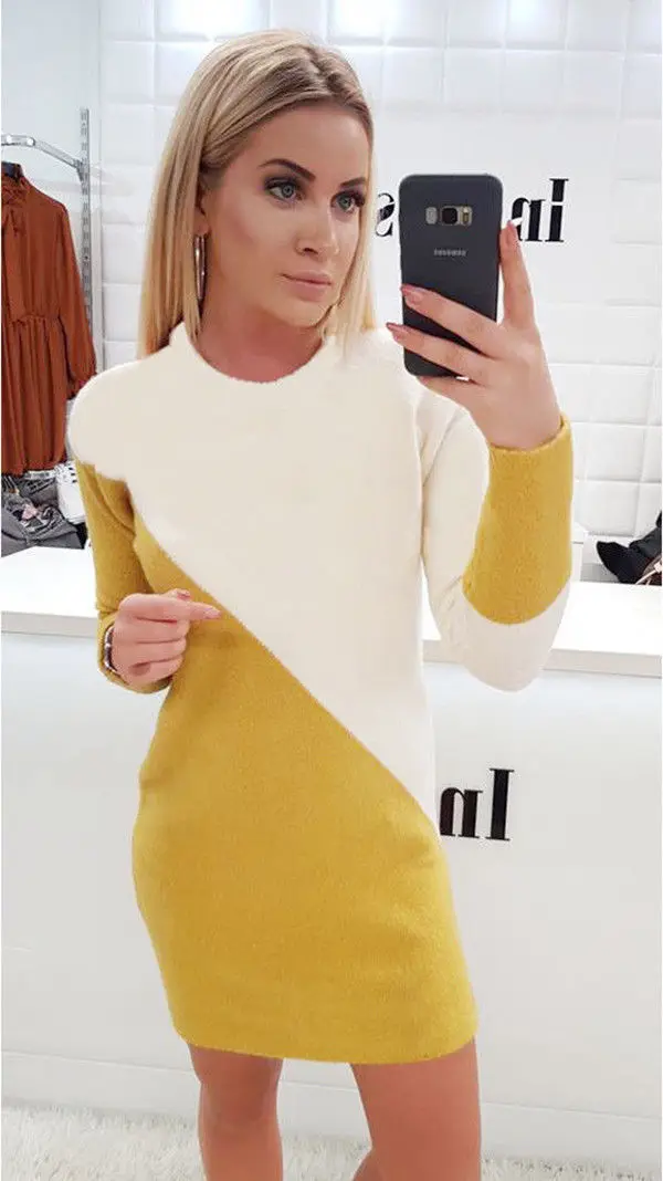 2019 Fashion Women Long Sleeve Knit Bodycon Sweater Mini Dress Knitwear Spring Autumn Winter Patchwork Party Dresses Vestidos
2019 Fashion Women Long Sleeve Knit Bodycon Sweater Mini Dress Knitwear Spring Autumn Winter Patchwork Party Dresses Vestidos