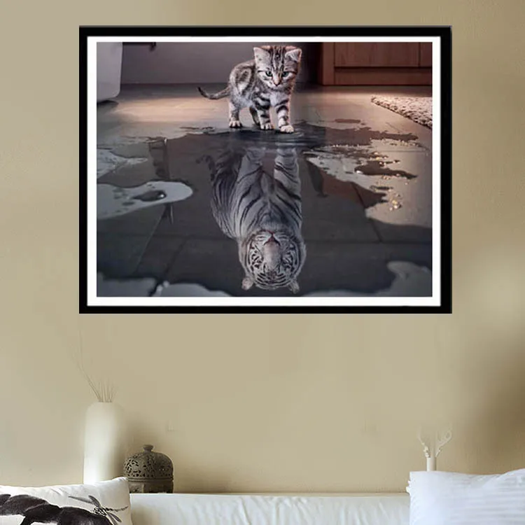 diy Point Drill Cross Embroidery 5D Diamonds Draw A Cat Inverted Reflection In Water Tiger
diy Point Drill Cross Embroidery 5D Diamonds Draw A Cat Inverted Reflection In Water Tiger