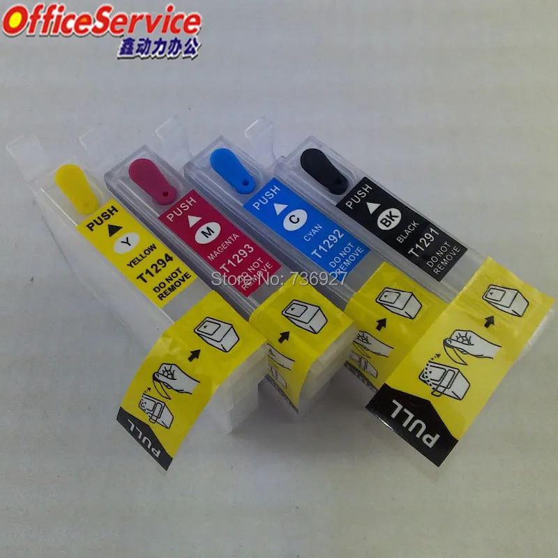 Refillable ink Cartridge t1291 For Epson SX445W SX525WD SX535WD SX620FW BX925FW B42WD 320FW BX525WD BX535WD printer with chip
Refillable ink Cartridge t1291 For Epson SX445W SX525WD SX535WD SX620FW BX925FW B42WD 320FW BX525WD BX535WD printer with chip