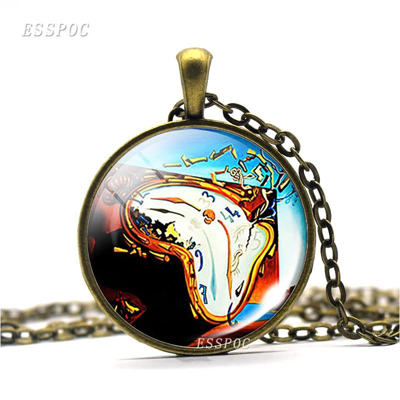 Vintage Glass Dome Necklace Soft Watch At The Moment of Explosion Salvador Dali Art Painting Necklace Bronze Plated Accessories
Vintage Glass Dome Necklace Soft Watch At The Moment of Explosion Salvador Dali Art Painting Necklace Bronze Plated Accessories
