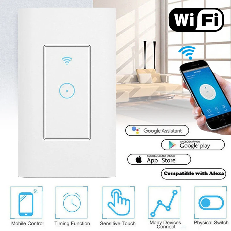 Светодиодный WiFi сенсорный выключатель умный светильник диммер для Alexa Google Home