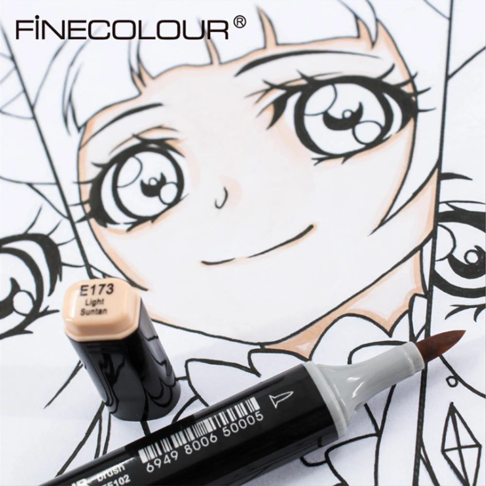 

FinEcolour 12/24/36 Colors Sketch Skin Tones Marker Pen Artist Double Headed Alcohol Based Manga Art Markers brush pen