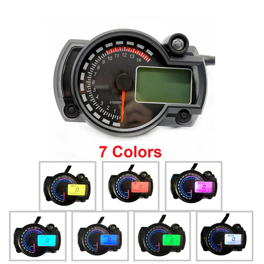 Motorcycle Digital Light LCD Speedometer Odometer Tachometer W/ Speed Sensor 7 color display oil level meter Modern Universal
Motorcycle Digital Light LCD Speedometer Odometer Tachometer W/ Speed Sensor 7 color display oil level meter Modern Universal