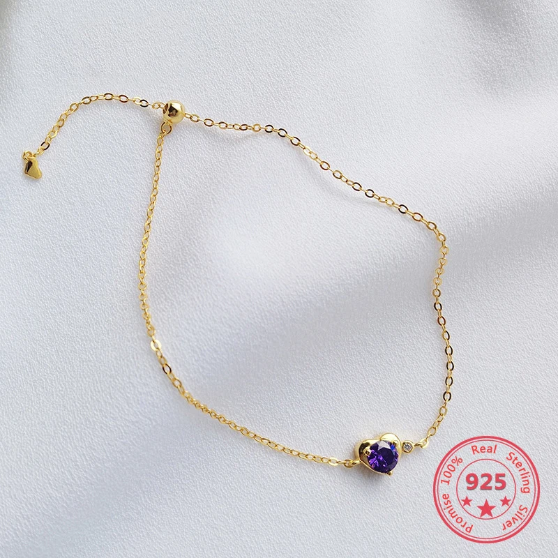 Delicate Wholesale Japan Korea Style 925 Sterling Silver Fashion Cute Sweet Purple Heart Zircon Bracelets Women Jewelry
Delicate Wholesale Japan Korea Style 925 Sterling Silver Fashion Cute Sweet Purple Heart Zircon Bracelets Women Jewelry
