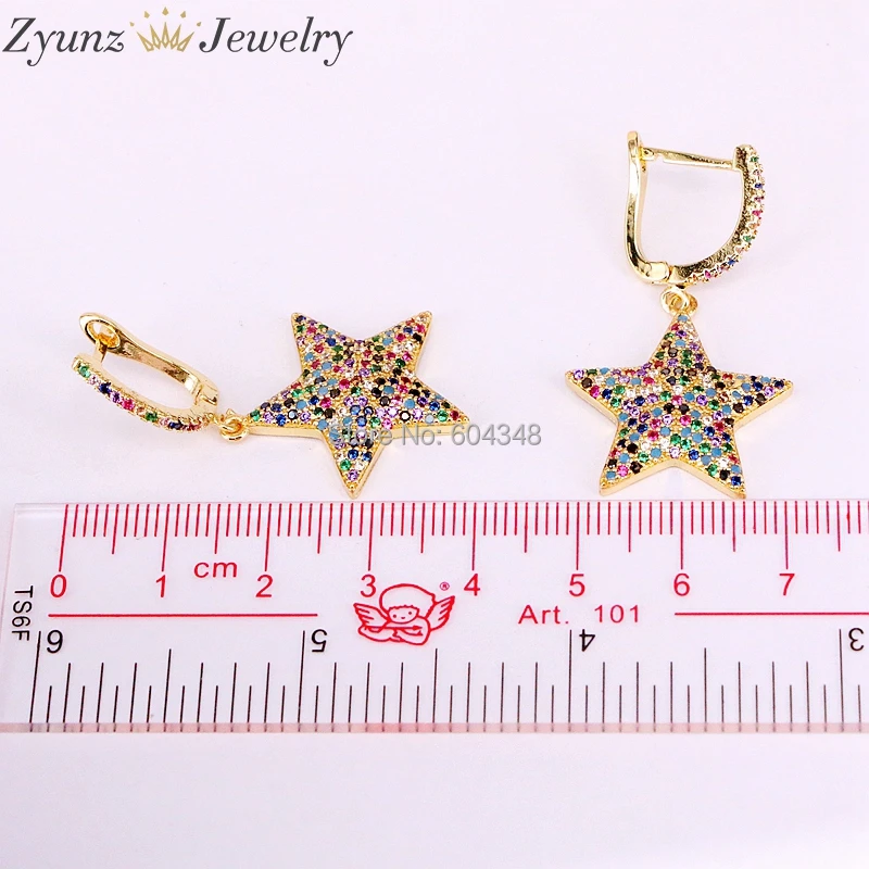 5Pairs ZYZ339-1331 Rainbow multi color cz paved dangle STAR charm drop earring Gold/Silver color fashion girl women jewelry
5Pairs ZYZ339-1331 Rainbow multi color cz paved dangle STAR charm drop earring Gold/Silver color fashion girl women jewelry