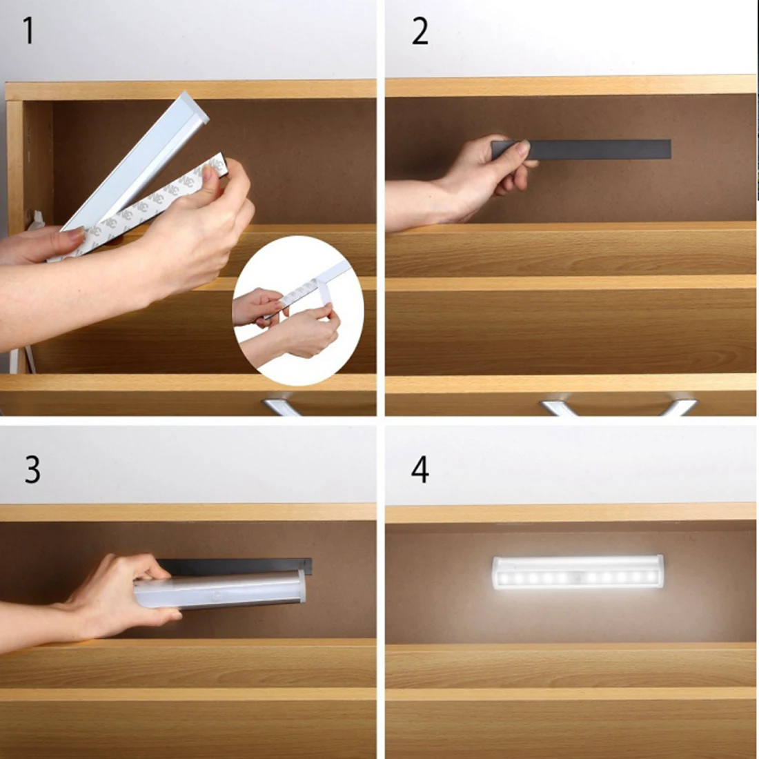 Light control 3M Adhesive Tape Wardrobe cupboard light 10 LED Motion PIR Sensor Light Sensing Night Light For Clothing Store
Light control 3M Adhesive Tape Wardrobe cupboard light 10 LED Motion PIR Sensor Light Sensing Night Light For Clothing Store
