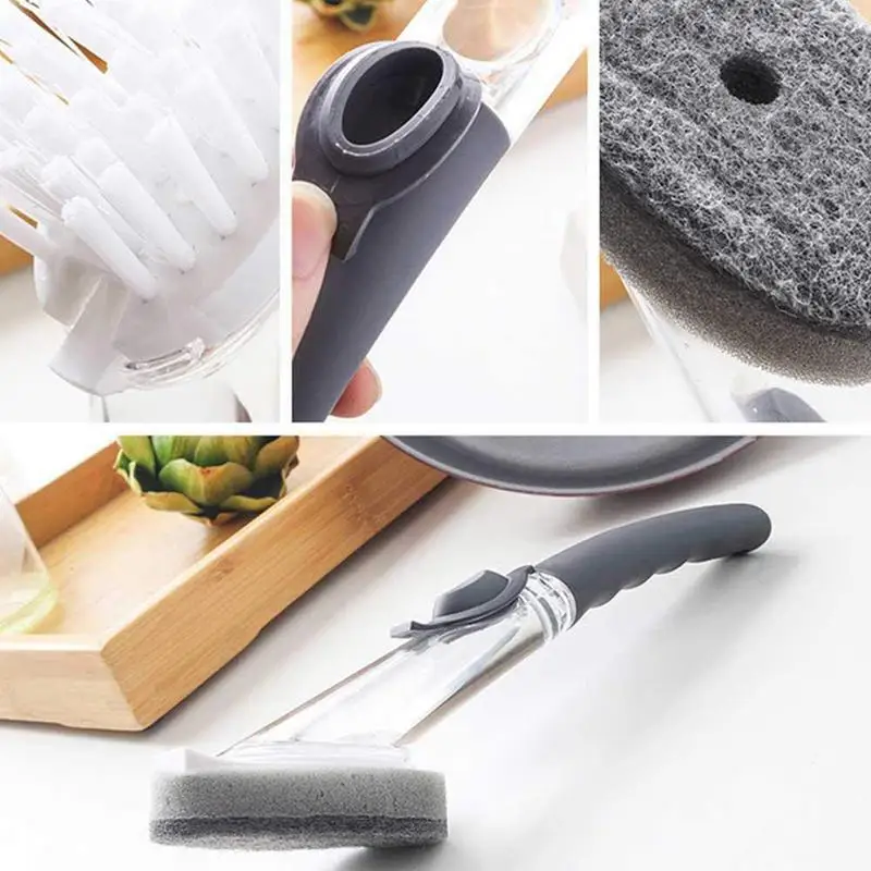 Dish Brush Set With Soap Dispenser Dish Washing Tool Pot Brush With Long Handle Bowls Cleaning Sponge Brush Kitchen Clean Tools
Dish Brush Set With Soap Dispenser Dish Washing Tool Pot Brush With Long Handle Bowls Cleaning Sponge Brush Kitchen Clean Tools