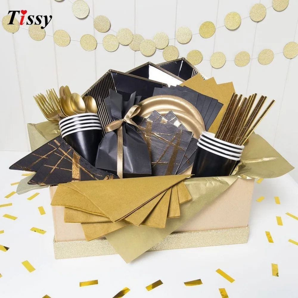 1 Set Black Gold Series Table Decorations Disposable Tableware Gilding Paper Straws/Cups/Plates Birthday Wedding Party Supplies
1 Set Black Gold Series Table Decorations Disposable Tableware Gilding Paper Straws/Cups/Plates Birthday Wedding Party Supplies