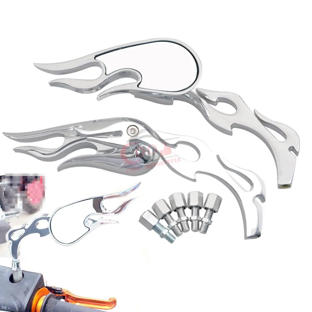1 Pair New Style Motorcycle Silver Universal Chrome Rearview White Glass Mirrors Fire Flame Stem 8mm 10mm
1 Pair New Style Motorcycle Silver Universal Chrome Rearview White Glass Mirrors Fire Flame Stem 8mm 10mm