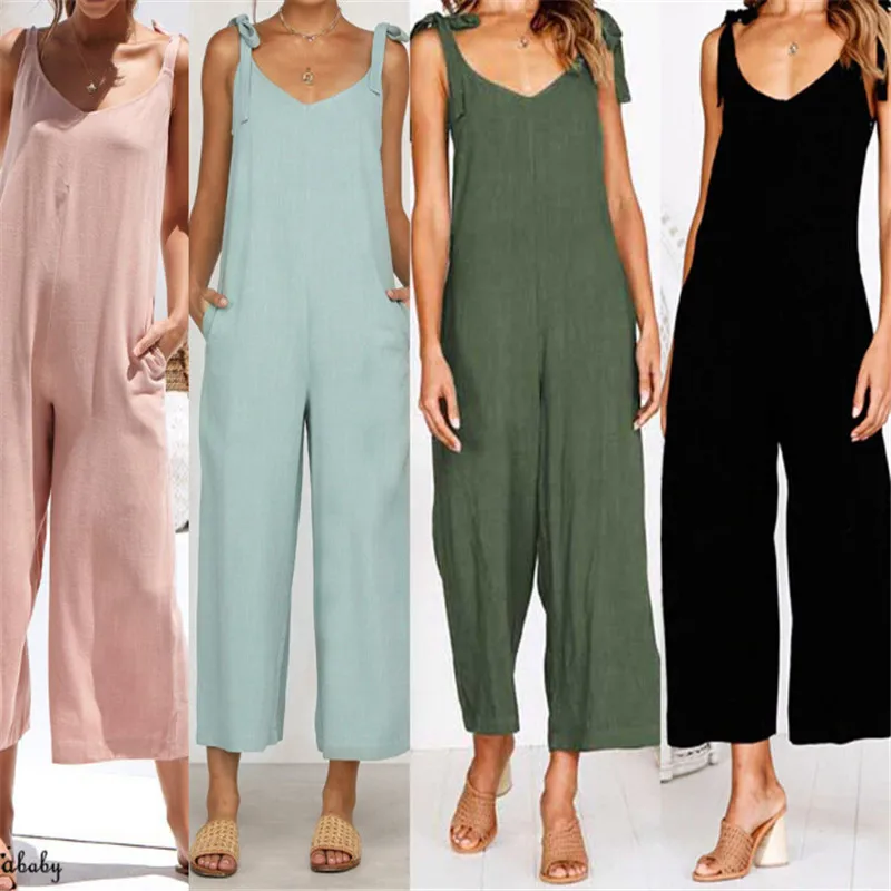 Trendy Women clothes Bandage V-Neck Sleeveless pocket Romper solid backless loose Polyester Jumpsuit one pieces
Trendy Women clothes Bandage V-Neck Sleeveless pocket Romper solid backless loose Polyester Jumpsuit one pieces