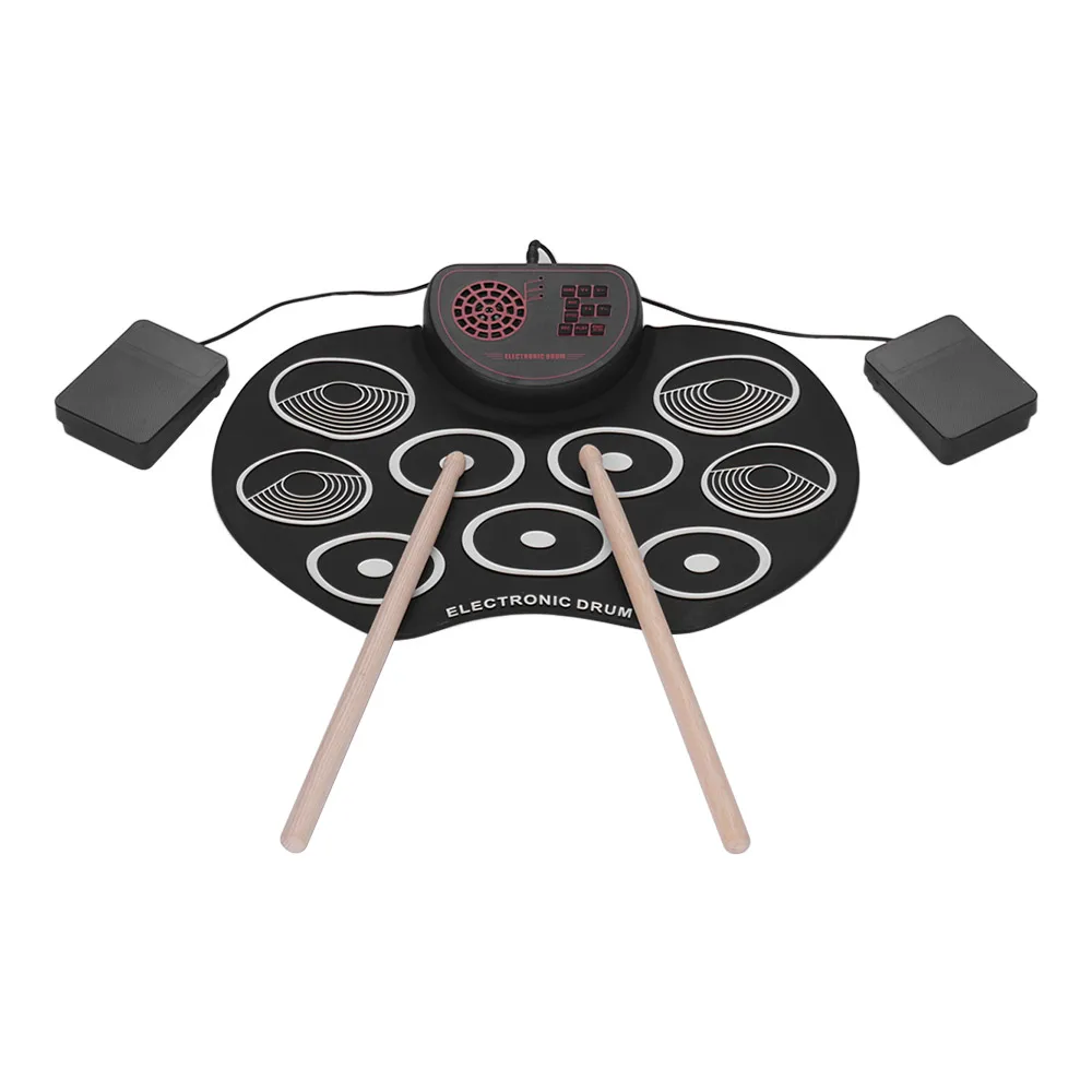 Portable Electronic Drum Set USB Roll Up Drum Pad Kit 9 Drumpads Built-in Speaker Lithium Battery with Sticks and Foot Pedals
Portable Electronic Drum Set USB Roll Up Drum Pad Kit 9 Drumpads Built-in Speaker Lithium Battery with Sticks and Foot Pedals