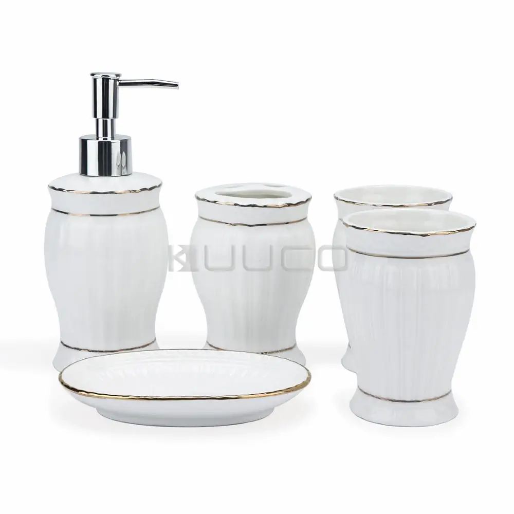 5 PCS/LOT Bathroom Accessories/Wash Set White Ceramic Soap Dispenser, Toothbrush Holder, Soap Dish and Tumbler Bath Organizer
5 PCS/LOT Bathroom Accessories/Wash Set White Ceramic Soap Dispenser, Toothbrush Holder, Soap Dish and Tumbler Bath Organizer