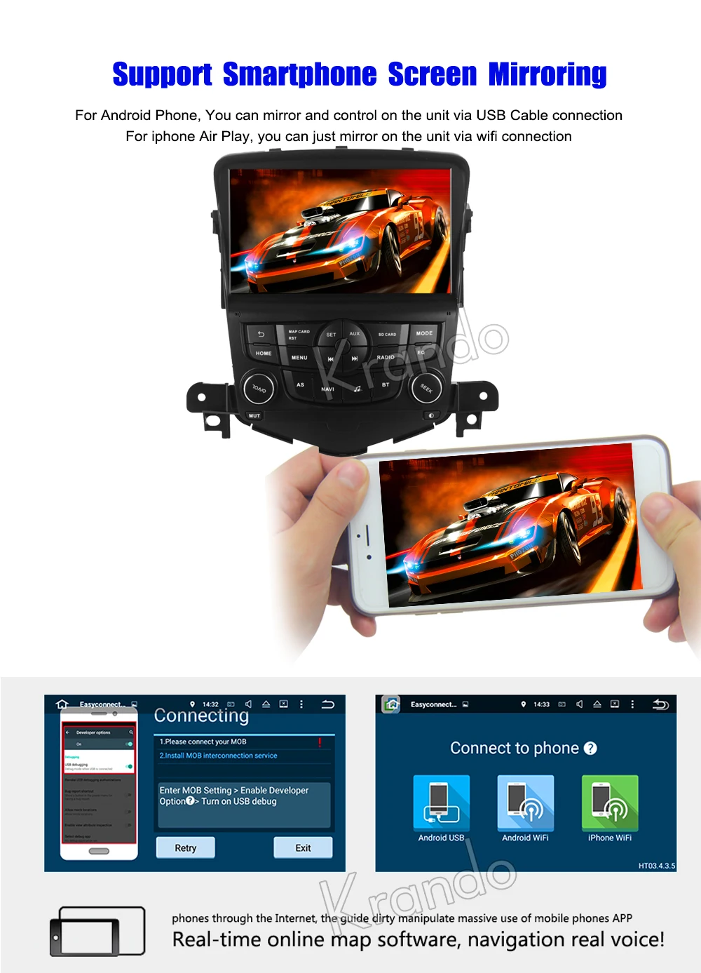 Krando Android 8.1 8" Full touch car Multimedia player for CHEVROLET CRUZE 2008-2012 player GPS navigation system radio WiFi BT
Krando Android 8.1 8" Full touch car Multimedia player for CHEVROLET CRUZE 2008-2012 player GPS navigation system radio WiFi BT