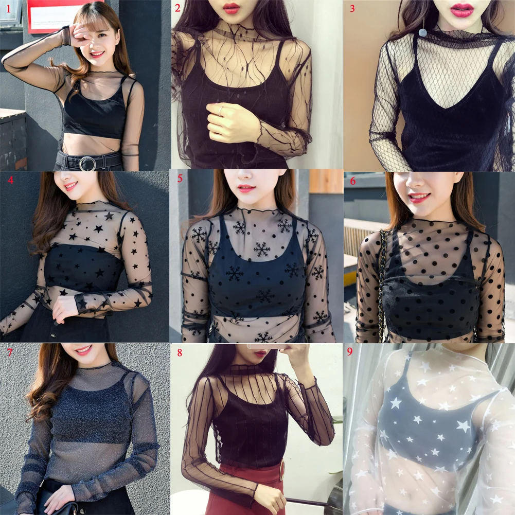 Sexy Mesh Shirt harajuku See Through Shein Tee Tops Hollow Out Transparent Long Sleeve Tshirt Dot Star Sheer Shirt Female
Sexy Mesh Shirt harajuku See Through Shein Tee Tops Hollow Out Transparent Long Sleeve Tshirt Dot Star Sheer Shirt Female