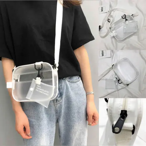 Women's Bag PVC Jelly Transparent Messenger Travel Bags Fashion Ladies Bandage Hot Letter Print Bags Female
Women's Bag PVC Jelly Transparent Messenger Travel Bags Fashion Ladies Bandage Hot Letter Print Bags Female