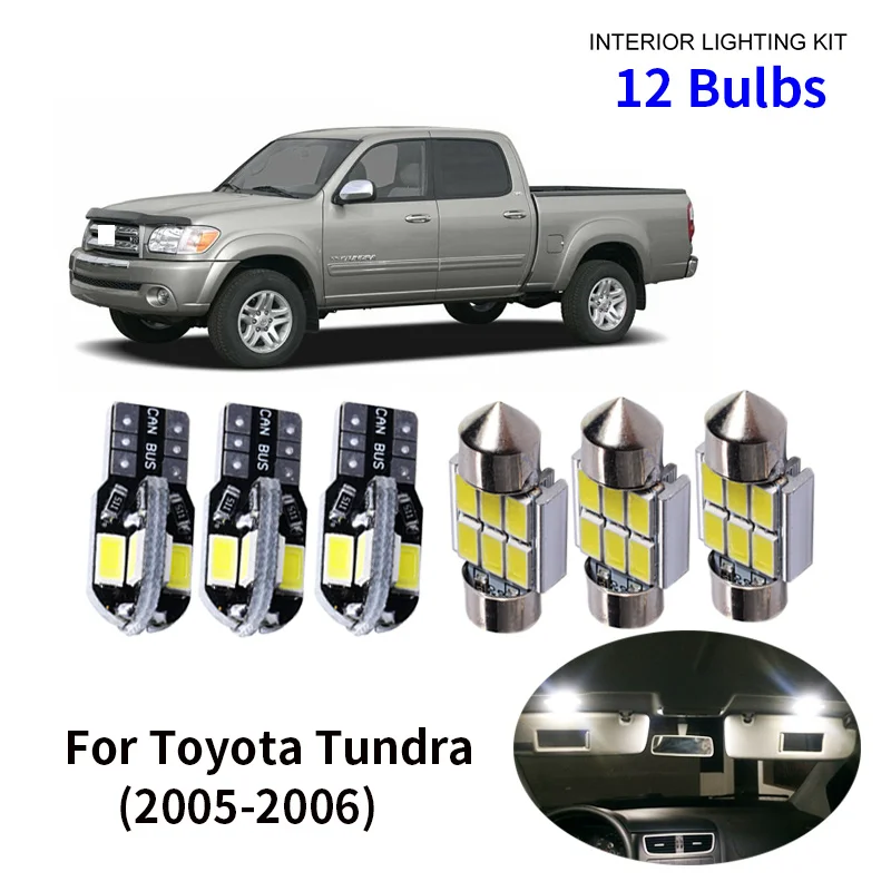 12pcs Car Accessories White Interior LED Light Bulbs Package Kit For 2005-2006 Toyota Tundra T10 31MM Map Dome Trunk Lamp
12pcs Car Accessories White Interior LED Light Bulbs Package Kit For 2005-2006 Toyota Tundra T10 31MM Map Dome Trunk Lamp