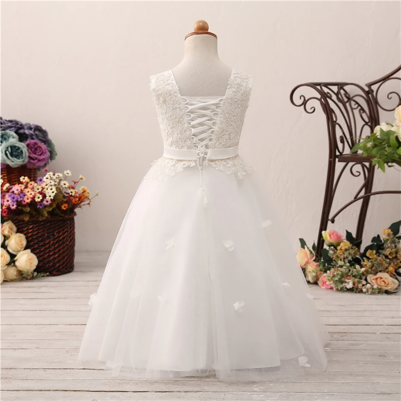 White/Ivory Lace Flower Girls Dresses 2020 Floor Length Robe Mariage Enfant Custom Made Kids Wedding Party Dress Online | Свадьбы и