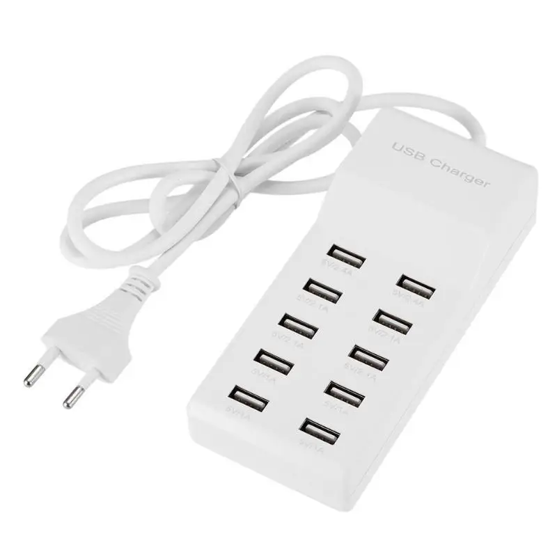 10 Порты USB Зарядное устройство 5 V 10A настольная подставка зарядки мобильного