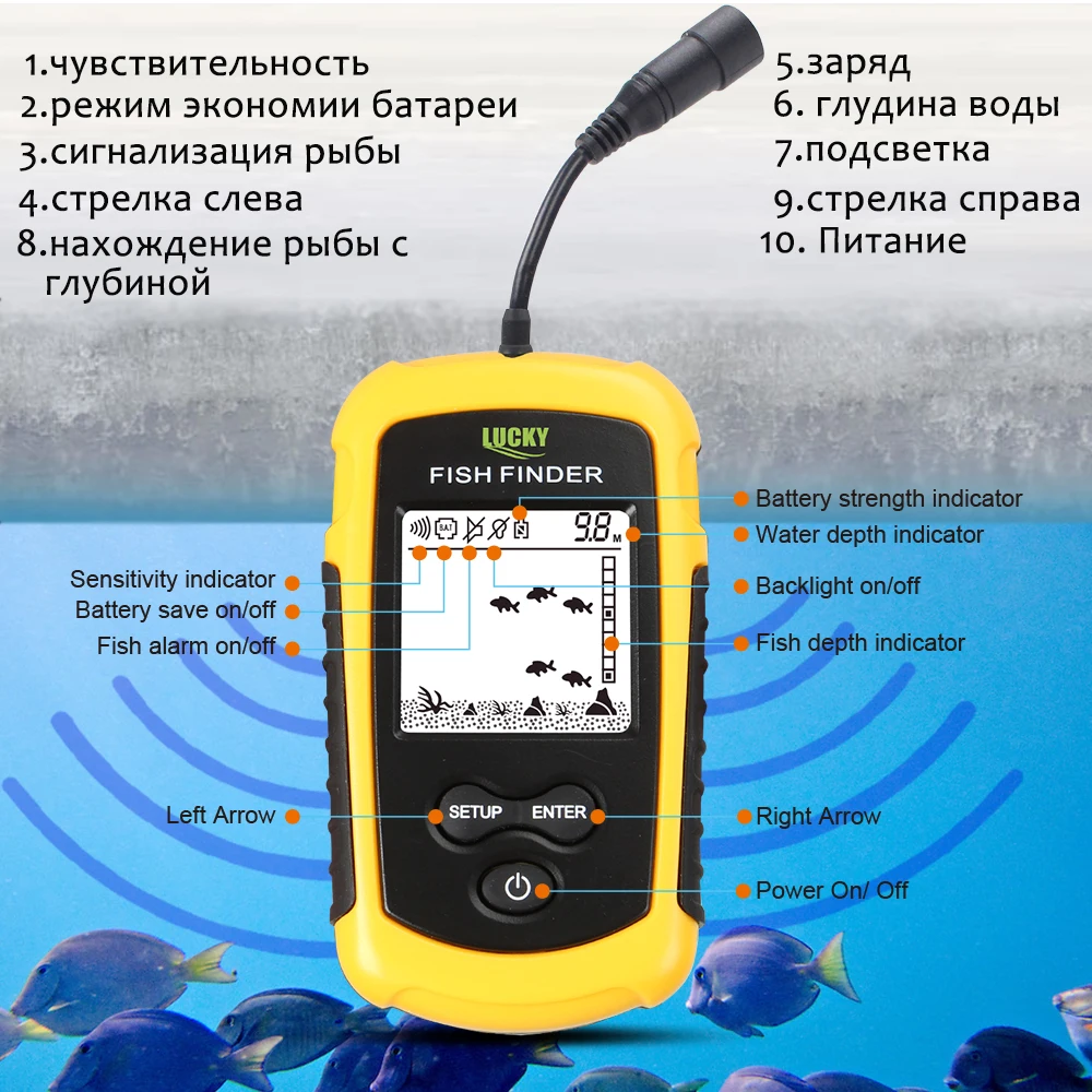Lucky Portable Fish Finder Sonar Alarm Echo Sounder 0.7-100M fishfinder for fishing Sensor Depth English Russian manual #C5
Lucky Portable Fish Finder Sonar Alarm Echo Sounder 0.7-100M fishfinder for fishing Sensor Depth English Russian manual #C5