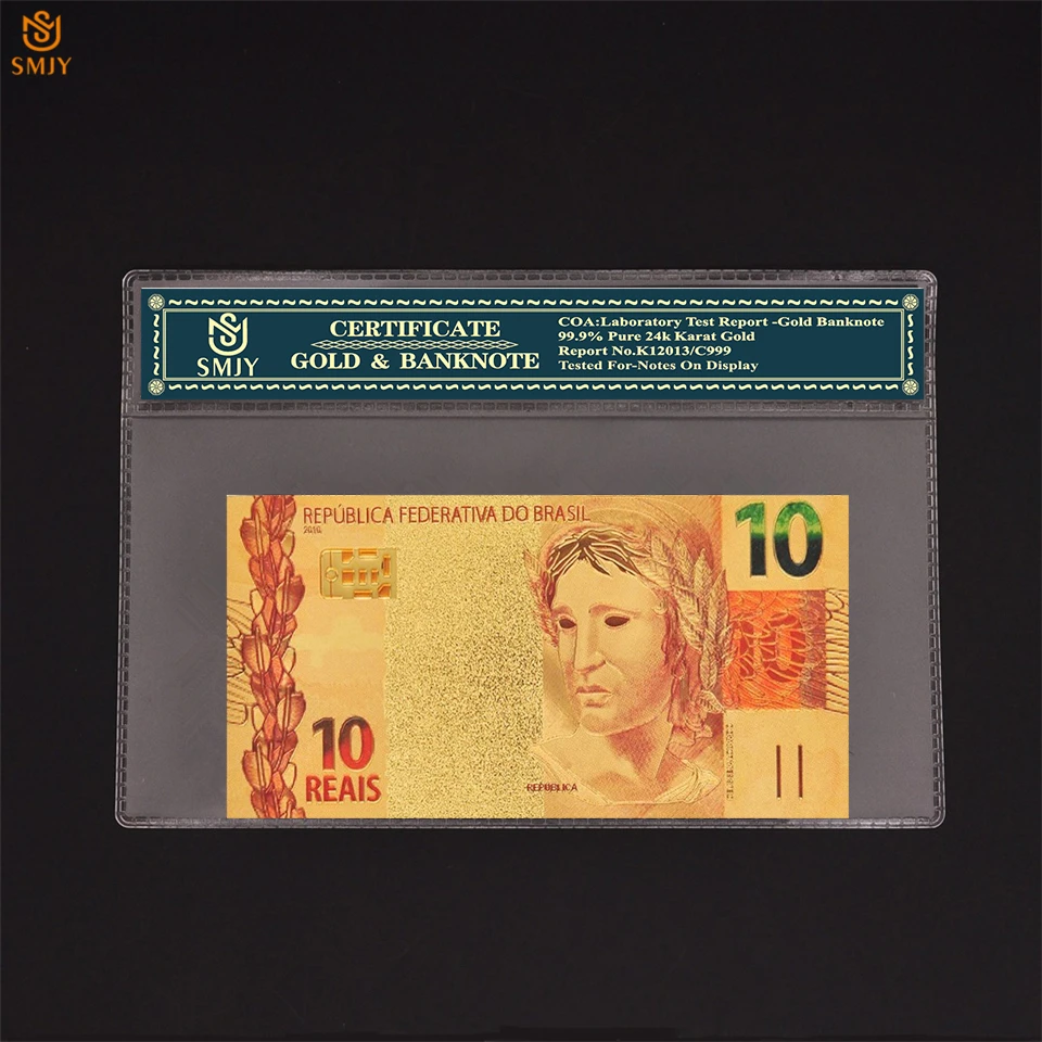 Festive Business Gifts For European Gold Banknotes 10 Reais Brazilian Currency Paper Fake Money Collection With Coa Frame
Festive Business Gifts For European Gold Banknotes 10 Reais Brazilian Currency Paper Fake Money Collection With Coa Frame