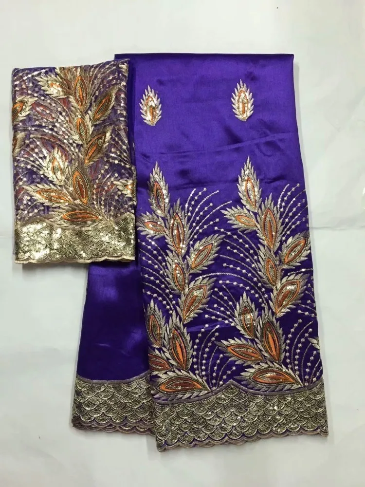 African George Fabric High Quality Indian Raw Silk George Wrappers Hot Nigerian Lace Fabrics Set with Blouse for Wedding 5+2yard
African George Fabric High Quality Indian Raw Silk George Wrappers Hot Nigerian Lace Fabrics Set with Blouse for Wedding 5+2yard