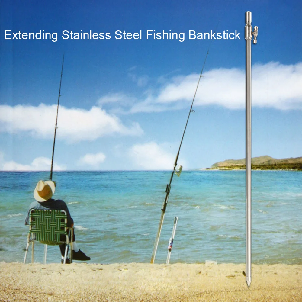 

55-100cm Fishing Bank Stick Extending Stainless Steel Fishing Bankstick Adjustable Carp Fish Rod Pod Rest for Bite Alarm