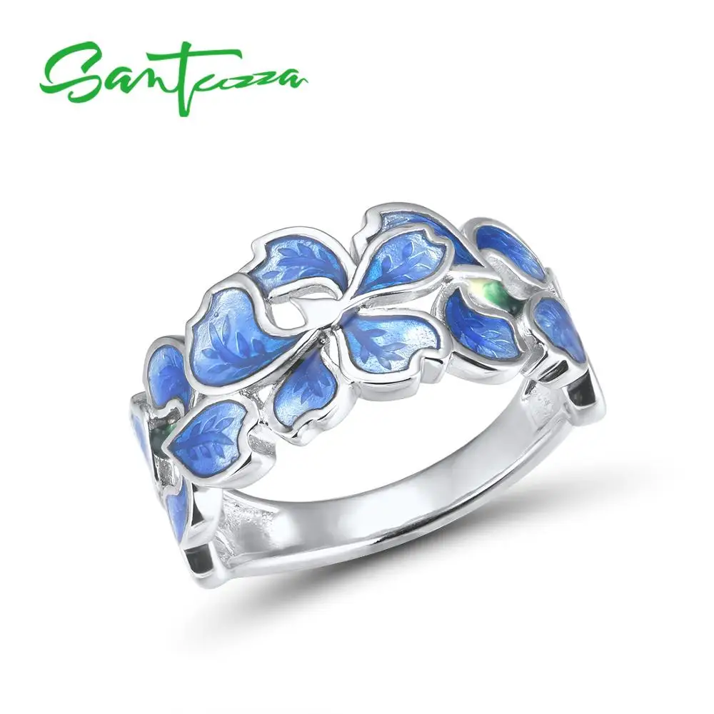 SANTUZZ Silver Flower Rings For Women Pure 925 Sterling Silver Elegant Blue Petal Rings White CZ Fashion Jewelry HANDMADE Enamel
SANTUZZ Silver Flower Rings For Women Pure 925 Sterling Silver Elegant Blue Petal Rings White CZ Fashion Jewelry HANDMADE Enamel