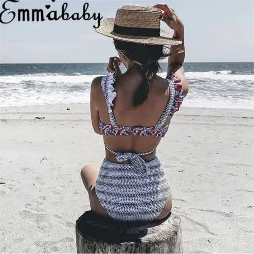 Women Bikini Set Swimsuit High Waist Ladies Bathing Suit Swimwear Beachwear UK