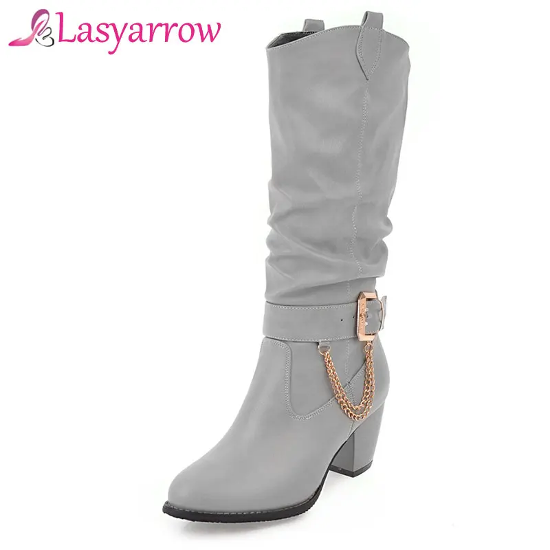 Lasyarrow Autumn Winter Women Riding Boots Chunky Heels Retro Mid Calf Knight Boots Fashion Pleated Slip On Casual Botas Mujer
Lasyarrow Autumn Winter Women Riding Boots Chunky Heels Retro Mid Calf Knight Boots Fashion Pleated Slip On Casual Botas Mujer