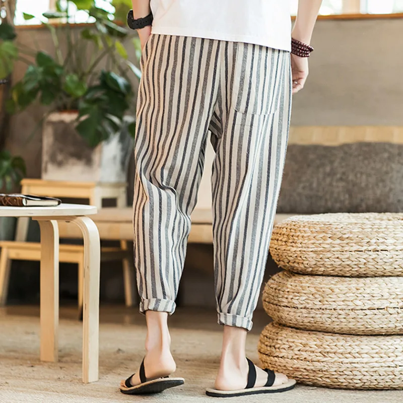 #2509 Summer Striped Retro Linen Harem Pants Mens Elastic Waist Vintage Linen Trousers Male Elastic Waist Plus Size Sweat Pants
#2509 Summer Striped Retro Linen Harem Pants Mens Elastic Waist Vintage Linen Trousers Male Elastic Waist Plus Size Sweat Pants