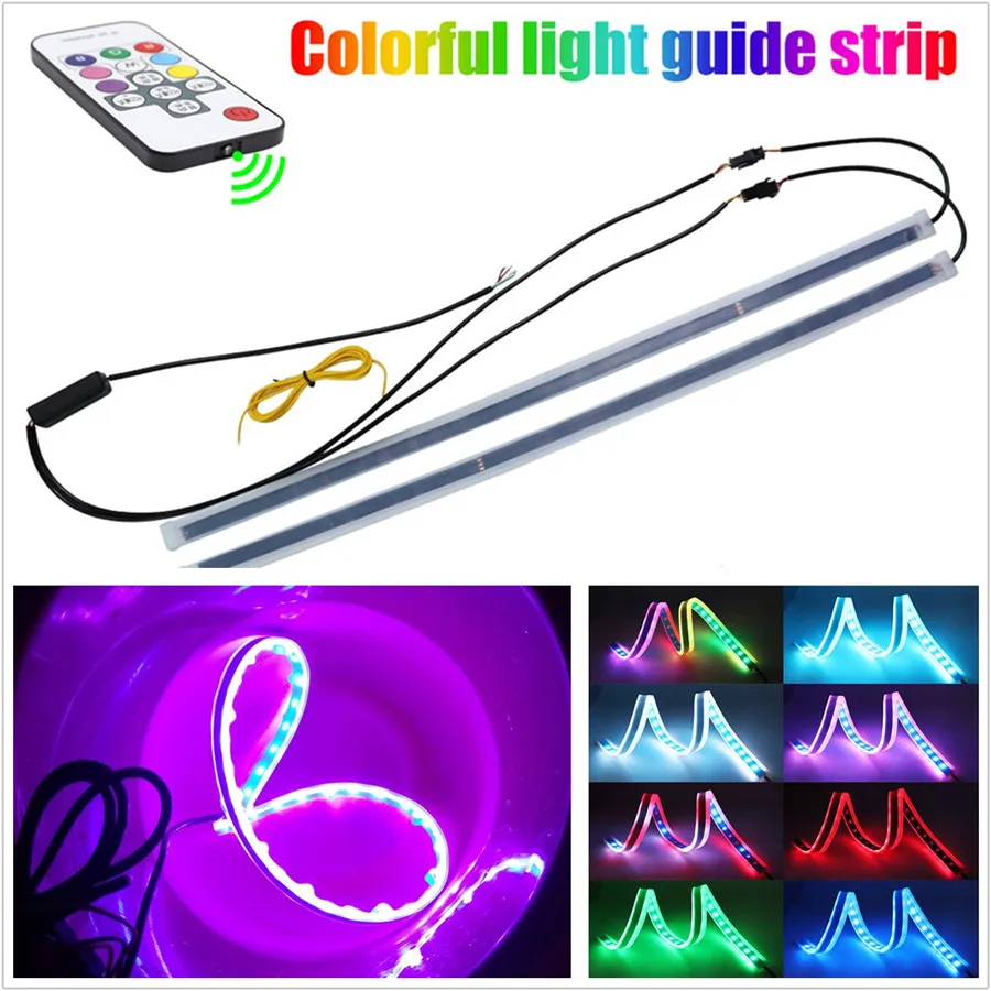New RGB Flowing Sequential Flexible LED DRL For Headlight Strip Daytime Running Lights with Remote Control 60cm
New RGB Flowing Sequential Flexible LED DRL For Headlight Strip Daytime Running Lights with Remote Control 60cm