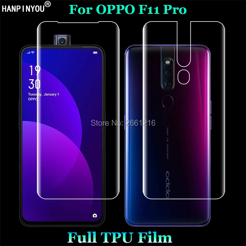 

Для OPPO F11 Pro 6,5 "2 шт. = передняя + задняя тонкая полная крышка пленка из мягкого ТПУ Взрывозащищенная защита экрана (не закаленное стекло)