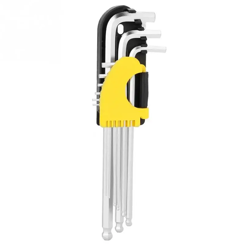 9pcs CR-V Hexagon Wrench Set 1.5mm-10mm Ball End Long Arm Hex Key Set Screw Driver Tool
9pcs CR-V Hexagon Wrench Set 1.5mm-10mm Ball End Long Arm Hex Key Set Screw Driver Tool