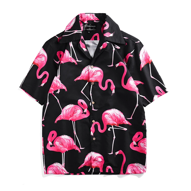 Свободная футболка с изображением фламинго для Для мужчин летний отдых отдыха