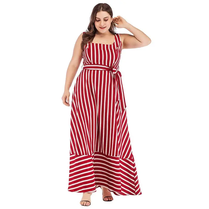 Летние шифоновые женские длинные платья повседневные Большие размеры OL красные