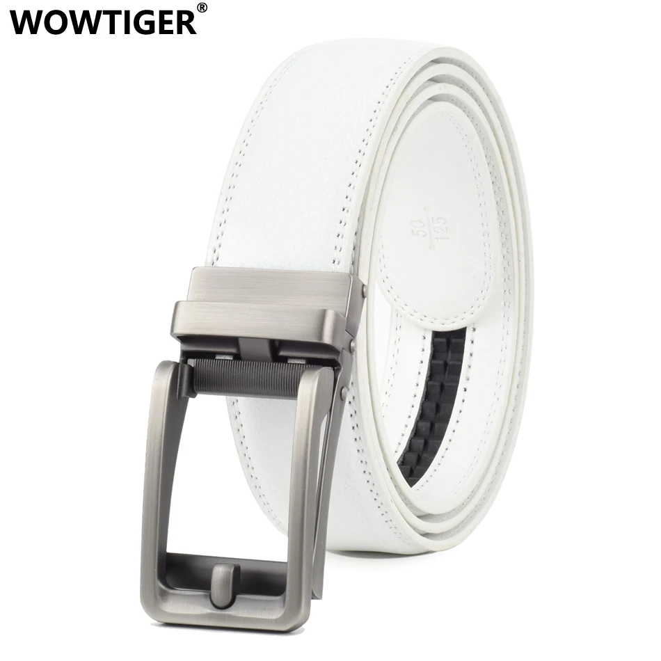 WOWTIGER white Cowhide genuine Leather Belt For Men High Quality Male Brand Ratchet Automatic Luxury belts Cinturones Hombre
WOWTIGER white Cowhide genuine Leather Belt For Men High Quality Male Brand Ratchet Automatic Luxury belts Cinturones Hombre