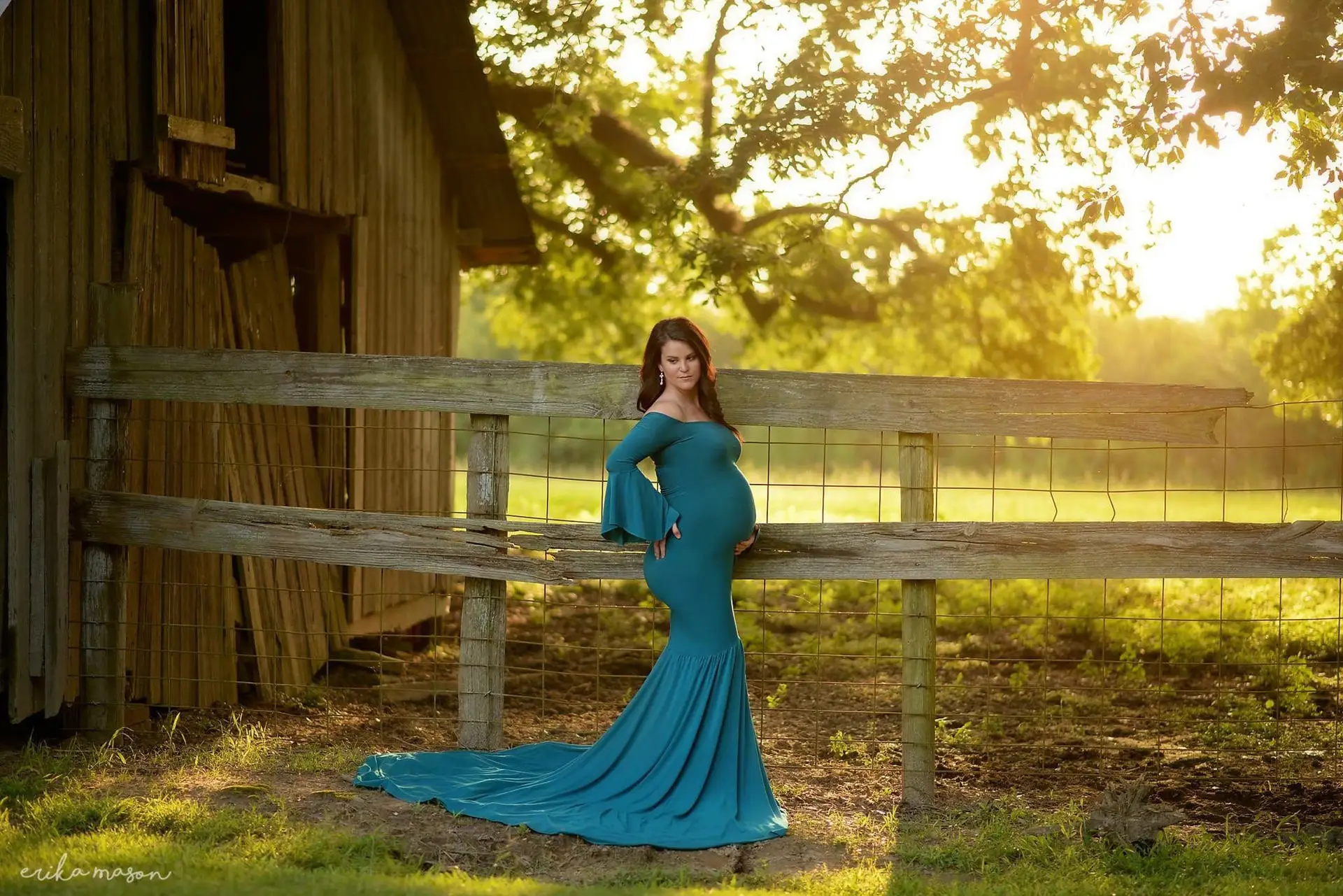 Платье для беременных с вырезом лодочкой и длинным рукавом | Мать ребенок