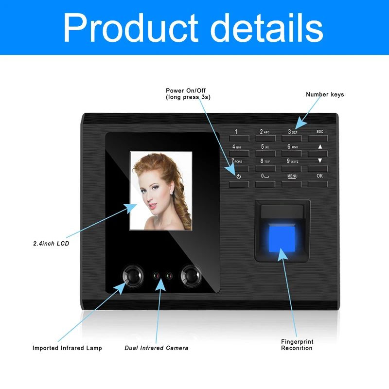 Biometric Facial Fingerprint Time Attendance System USB Clock Recorder Employee Recognition Device Electronic English Machine
Biometric Facial Fingerprint Time Attendance System USB Clock Recorder Employee Recognition Device Electronic English Machine