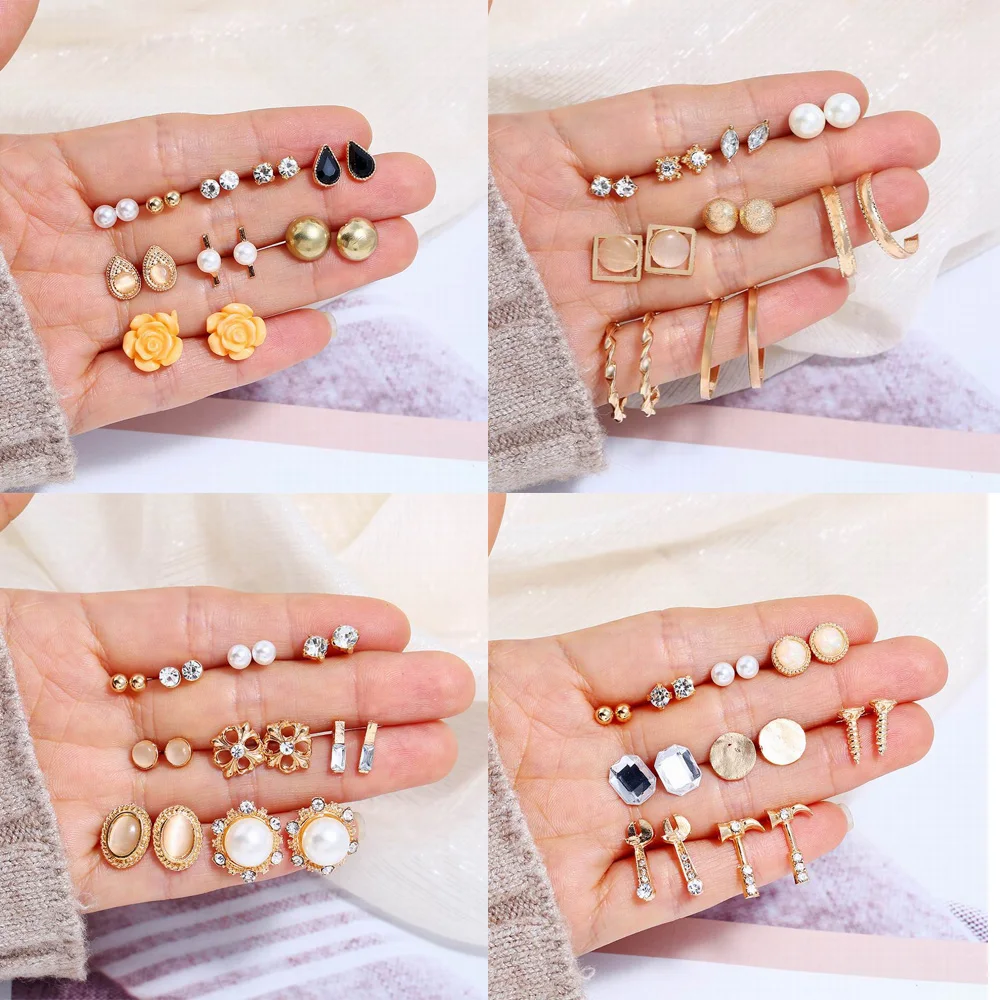 Bohemia Rose Pearl Stud Earrings Set for Woman Creative Water Drop Stone crystal Pendientes Earring Female 2018 Fashion Jewelry
Bohemia Rose Pearl Stud Earrings Set for Woman Creative Water Drop Stone crystal Pendientes Earring Female 2018 Fashion Jewelry