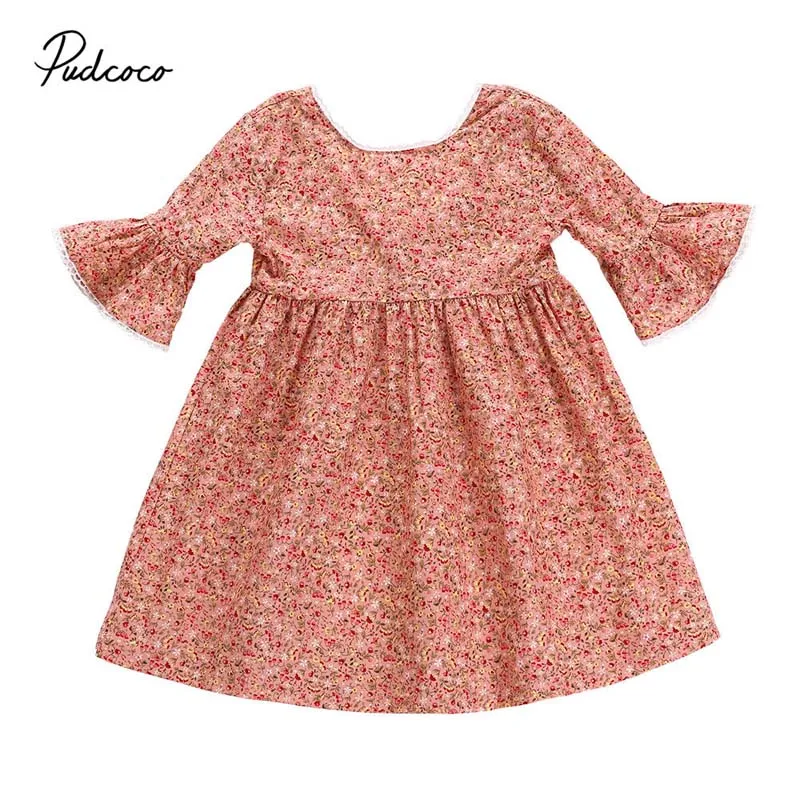Красивое платье Pudcoco для маленьких девочек Новинка 2018 года осеннее кружевное в