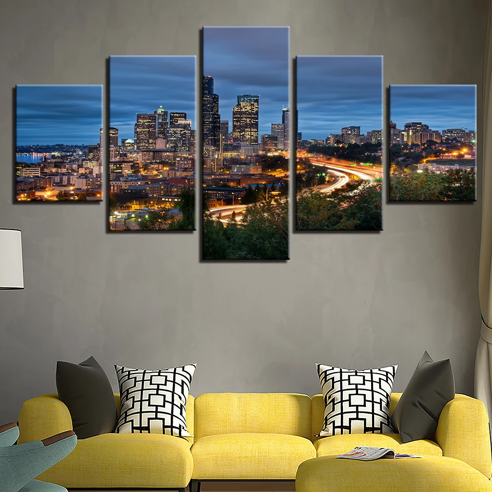 Canvas Pictures Home Decorative Living Room Wall Art 5 Pieces City Building Expressway Nightscape Painting HD Print Framework
Canvas Pictures Home Decorative Living Room Wall Art 5 Pieces City Building Expressway Nightscape Painting HD Print Framework