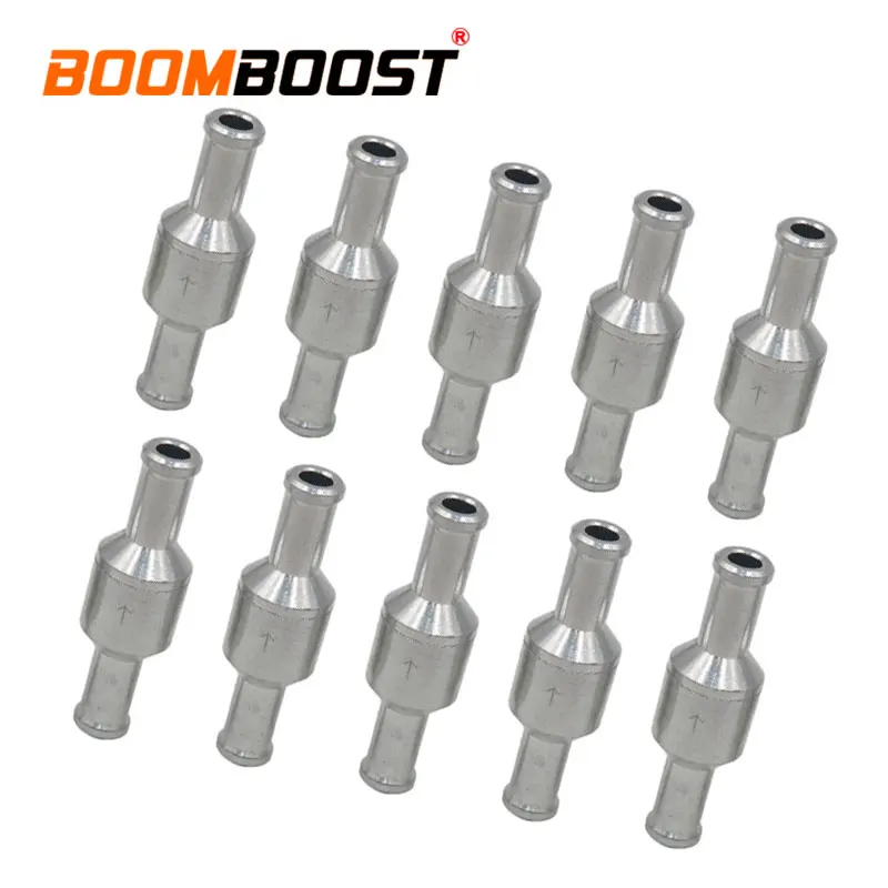 

10Pcs One Way Silver Check Valve Aluminum Alloy For Petrol Diesel 8mm 5/16" Fuel Non-Return For Water Pressure Pumps 50mm-length