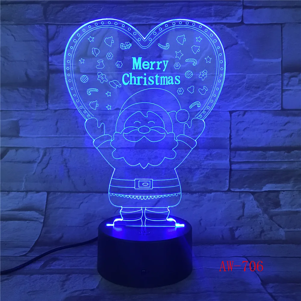 Xmas Series Christmas Decorations Home Party 3D Lamp LED Night Light Luminaria Santa Claus Tree Snowman Christmas Gifts AW-706
Xmas Series Christmas Decorations Home Party 3D Lamp LED Night Light Luminaria Santa Claus Tree Snowman Christmas Gifts AW-706