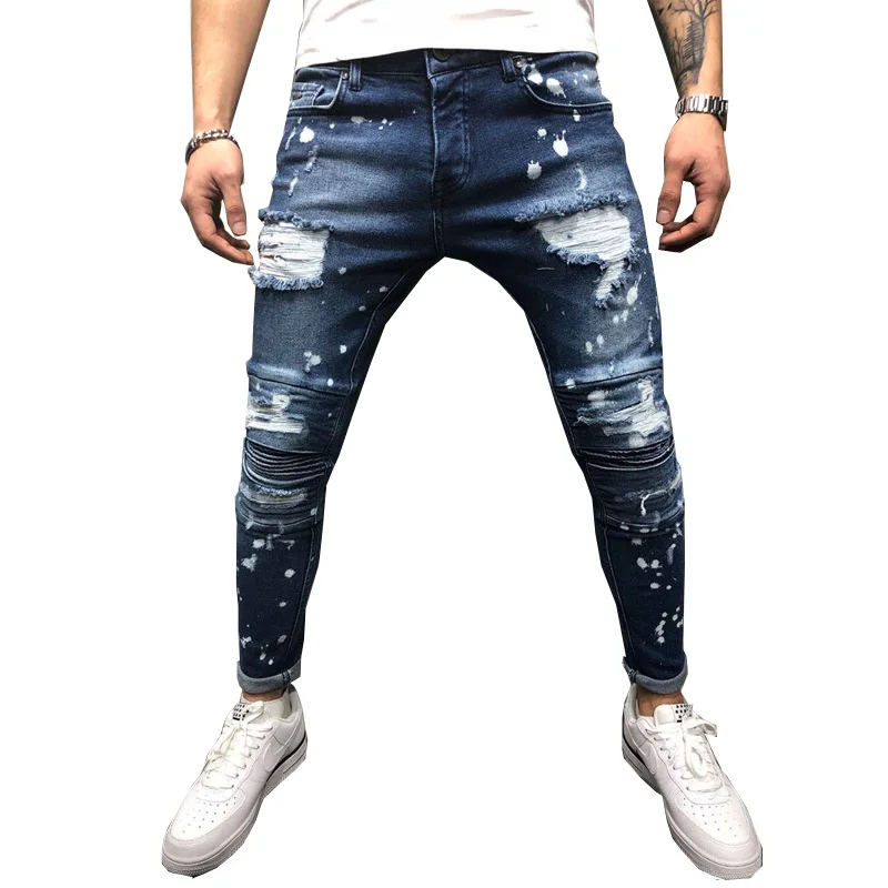 Men Jeans Stretch Destroyed Ripped Paint point Design Fashion Ankle Zipper Skinny Jeans For Men
Men Jeans Stretch Destroyed Ripped Paint point Design Fashion Ankle Zipper Skinny Jeans For Men