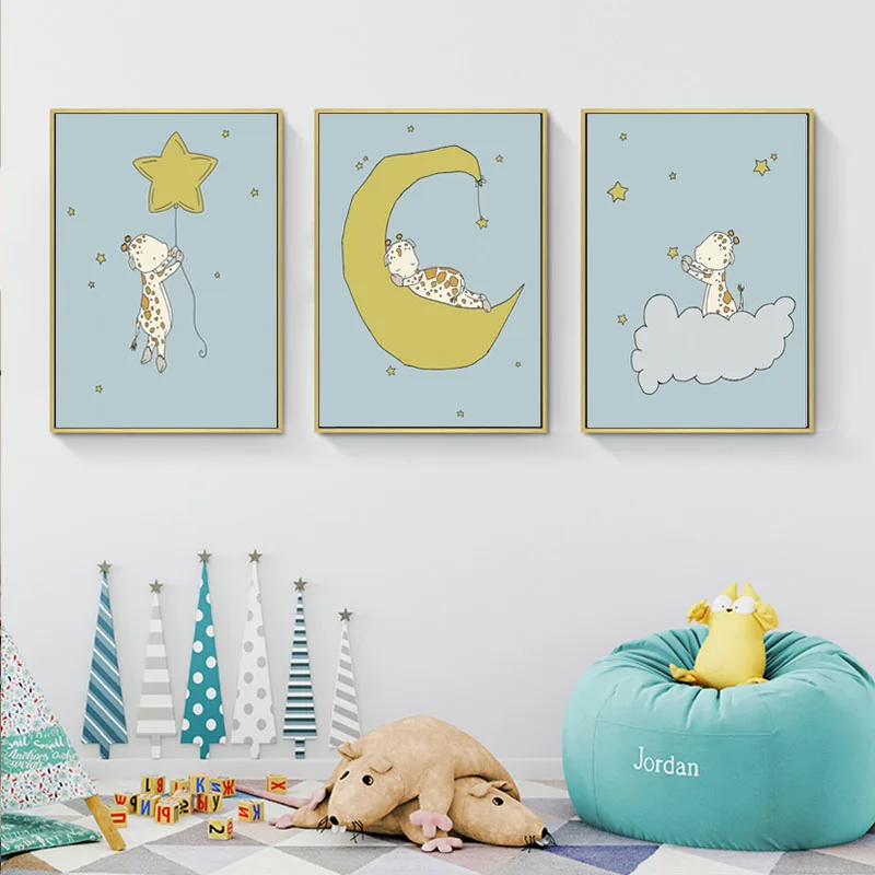 Baby Nursery Wall Art Canvas Posters and Prints Giraffe Cartoon Painting Star Decorative Pictures Boys Kids Bedroom Decoration
Baby Nursery Wall Art Canvas Posters and Prints Giraffe Cartoon Painting Star Decorative Pictures Boys Kids Bedroom Decoration