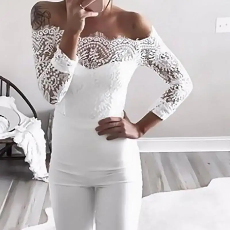 New Fashion Lace Jumpsuit Women Long Sleeve Strapless Sexy Rompers Womens Jumpsuit White Elegant Overalls Women Drop Shipping
New Fashion Lace Jumpsuit Women Long Sleeve Strapless Sexy Rompers Womens Jumpsuit White Elegant Overalls Women Drop Shipping