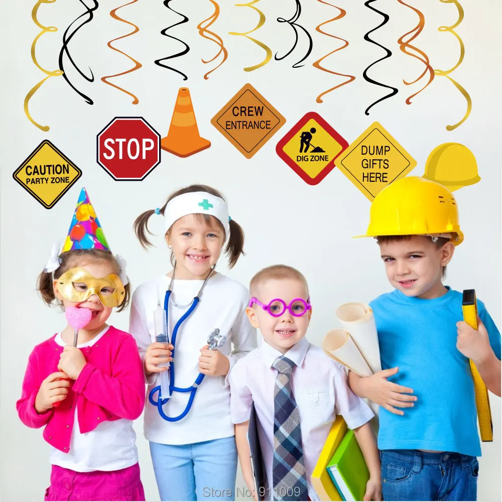 30pcs/set Hanging Swirl Kids Birthday Party Backdrops PVC Construction Theme Warning Slogan Spiral Ornaments Decorations XL057
30pcs/set Hanging Swirl Kids Birthday Party Backdrops PVC Construction Theme Warning Slogan Spiral Ornaments Decorations XL057