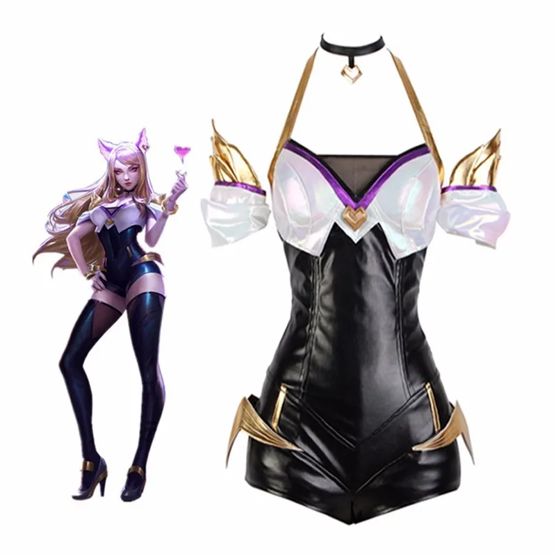 Лидер продаж карнавальный костюм LOL K/DA Ahri кожаный комбинезон чулки женская