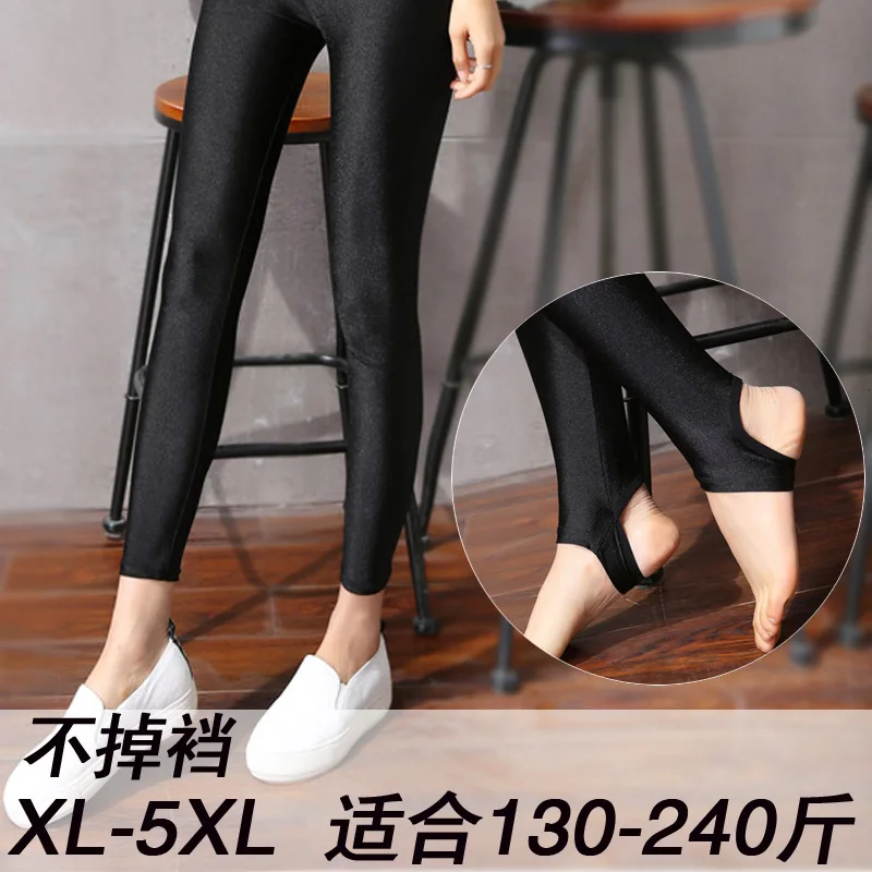 

Plus Size Women Legging New Spring And Autumn Thin Super Underpant Gloss Fat Nine Part Pants Nylon XL XXL XXXL 4XL 5XL