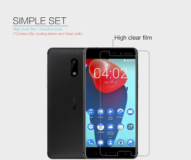 NILLKIN Screen Protector for Nokia 6 Frosted /Clear Glossy Transparent Soft PET Protective Film For Nokia 6 (2017)
NILLKIN Screen Protector for Nokia 6 Frosted /Clear Glossy Transparent Soft PET Protective Film For Nokia 6 (2017)